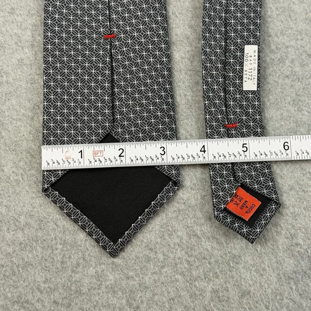 Vintage Battistoni Roma Italy 100% Silk Gray Geometric Men's Neck Tie 59x3.25